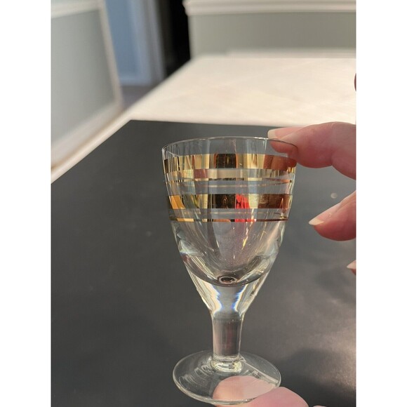 NOS Vtg Hand Made Crystal USSR 7pc Decanter Cordial Glasses 24k Gold Accent IOB - Picture 10 of 12